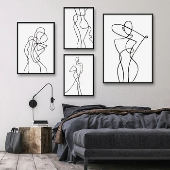 Anotācija Sexy Sievietes Ķermeņa Līnijas Mākslas Audekls Drukāt Plakātu Ziemeļvalstu Apdare Attēlu Sienas Gleznojums, Minimālisma Skandināvijas Mājas Dekoru
