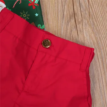 Toddler Baby Boy Ziemassvētku Apģērbu Komplekts Mazulis Īsām Piedurknēm Santa Drukāt Krekli Sarkanās Bikses, Bikses Kungiem-Uzvalks 2GAB Ziemassvētki Apģērbs 1-6Y