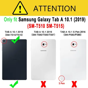 Samsung Galaxy Tab 10.1 2019 T510 T515 Gadījumā Tastatūra ar Aizmugurgaismojumu 7 Krāsas, Gaismas, Noņemams Bluetooth Ādas Vāks Apvalks