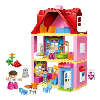 Diy Liels Smieklīgi Rozā Villa Celtniecības Blokus Uzstādīt Draudzenēm Bērni Saderīgs Ar Duploed Hobiji Ķieģeļi, Rotaļlietas, Ziemassvētku Dāvanas