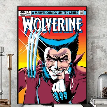 Wolverine Vintage Komiksu Mākslas Audekls Gleznošanai Plakāti Un Izdrukas Par Dzīves Telpu Nav Ierāmētas Sienas Art Attēlu, Mājas Dekoru Uz Pārdošana