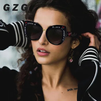 2019 Luksusa Zīmolu Sieviešu Saulesbrilles Lielgabarīta Zīmola Dizaineru Lielo Rāmi Vintage Leopard Melnu Rāmi, Saules Brilles Cateye Oculos