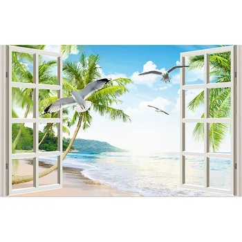 5D DIY pilnu kvadrātveida Dimanta urbšanas glezna Ainava Sapnis ainavu, Jūras pludmali ārpus loga 3d mozaīka, Kāzu Telpu dekorēšana