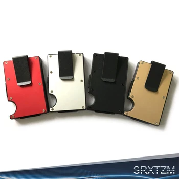 SRXTZM Metāla Mini Naudu Klipu Zīmolu Modes Melna Balta Kredītkartes ID Turētājs Ar RFID Anti-theft Seifa Lieta Aizsargs