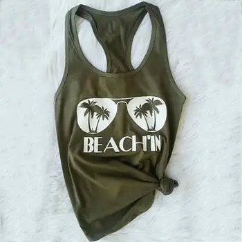 Plus Lieluma Topi Modes Dāmas Vēstuli, Drukāt Vasaras Sieviešu 3XL Topi Beach ' in Brilles O-veida Kakla Tvertne Lielizmēra Tvertnes Augšpusē Tees