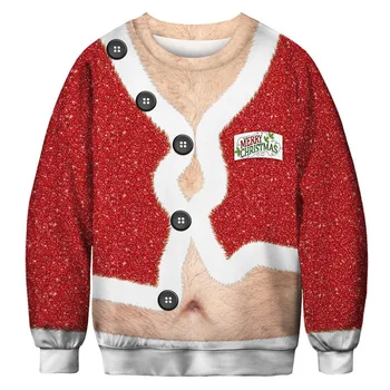 Ziemassvētku Džemperis 3d Raga Viltus Matu Izdrukāt Jaunums Neglīts Ziemassvētku Džemperis Unisex Vīriešu un Sieviešu Džemperis ar garām Piedurknēm Džemperi, Džemperis