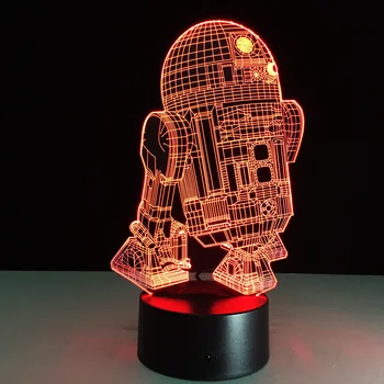 Zvaigžņu karu R2 robots 3D rotaļu lampas 7 krāsa mainās redzes ilūzija LED light Star kara rotaļlietas rīcības attēls dzimšanas dienas dāvanu jaunums rotaļlietu