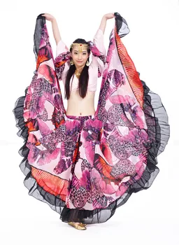 720 Grādu Ziedu Iespiesti Čigānu Svārki Vēdera Deju Cilšu Apģērbu Vēdera Deju Kostīmu Flamenko Drēbes Bezmaksas Piegāde