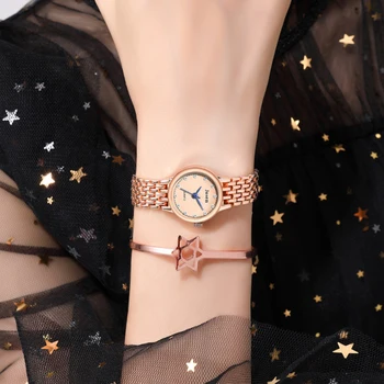 Jaunā Sieviešu Skatīties Modes Rose Gold Nerūsējošā Tērauda Jostas, Pulksteņi Luksusa Zīmolu Gadījuma Dāmas Dimanta Kvarca rokas Pulkstenis reloj mujer
