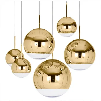 Mūsdienu Mākslas Zelta Karājas Lampas Dizains Stikla Bumbu LED Pendant Gaismas Spogulis Ēnā Guļamistaba, Bārs, viesistaba, Gaismas Ķermeņi,