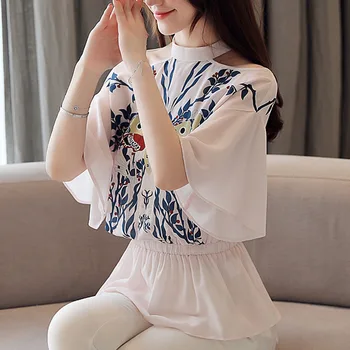 Modes Sieviešu Topi Un Blūzes Ir 2021. Dāmas Topi Šifona Blūze Krekls, Krekli Ar Īsām Piedurknēm Krekls Korejas Modes Apģērbu 4072 50