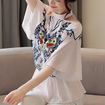 Modes Sieviešu Topi Un Blūzes Ir 2021. Dāmas Topi Šifona Blūze Krekls, Krekli Ar Īsām Piedurknēm Krekls Korejas Modes Apģērbu 4072 50