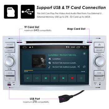 Auto Multimediju Atskaņotājs, GPS Android10.0 2 Din Ford/Mondeo/Focus/Tranzīta/C-MAX Automašīnu Radio Bluetooth DVR Auto radio Audio DAB KARTE