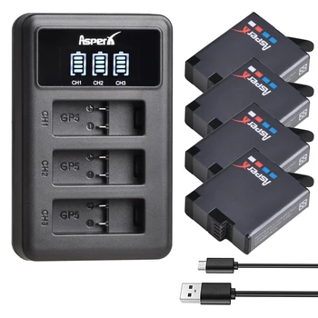 4x 1680mAh AHDBT-501 AHDBT501 Akumulatoru Gopro Hero 5 + LED USB 3-Port Lādētāju ar C Tipa Ostu GoPro 5 6 Varonis Varonis 7 Camer