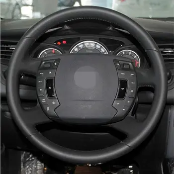 Melns microfiber ādas Stūre Segtu Roku šūtas Automašīnas Stūres Rata, uz Citroen C5 2008 - 2017 Auto piederumi