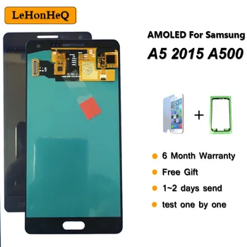 Samsung Galaxy A5. Gadam A500 Lcd Displejs, Touch Screen Montāža samsung A500 A500F A500M A500FU AMOLED LCD Ekrānu