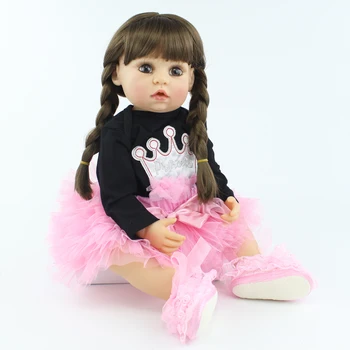 BZDOLL 55cm Pilna Ķermeņa Silikona Atdzimis Bērnu Lelle, Rotaļlieta, Spilgti 22inch Vinila Dzīvs Bērnu Saģērbt Princese Meitene Dzimšanas dienas Dāvana