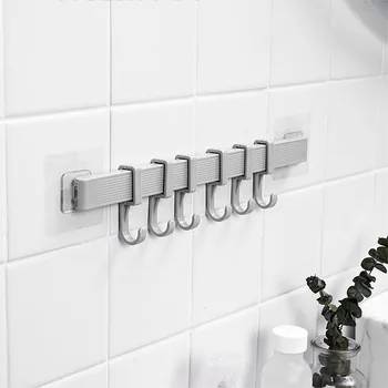 6 āķa spēcīgu virtuves vannas istabas sienas piestiprināms, plastmasas āķis bezmaksas caurumošanas spēcīgu iesūkšanas sienas āķiem karājas drēbes ZP7101020