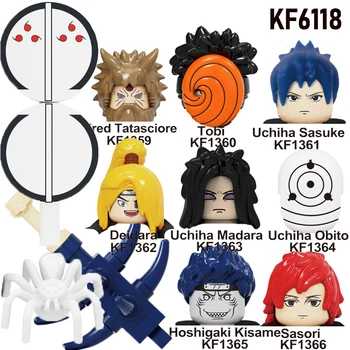 KF6118 Anime Narutoes Viens Komplekts 8/Gab Celtniecības Bloki Uchiha Obito Hidan Kakuzu Konan Skaitļi Vadītājs Ķieģeļu Rotaļlietas Bērniem Dāvanu