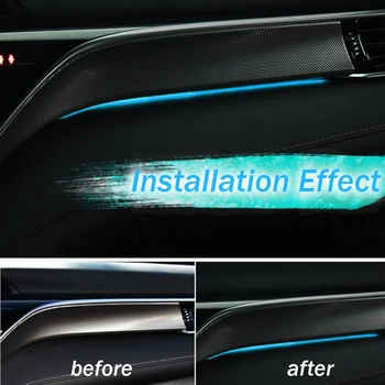 PMFC LED Dekoratīvās Vieglās Automašīnas Interjera Centra Konsole Atmosfēru Gaismu Camry 2018 Balts Plastmasas Ledus zila 12V LED Mikroshēmām