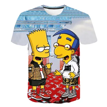 Simpson animācijas 3D iespiests T-krekli, apģērbu, Zēns, meitene bērnu O-apkakles Harajuku īsām piedurknēm vasaras bērnu smieklīgi T-krekls