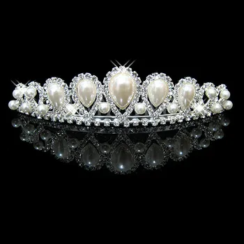 Modes Kāzas, Līgavu rotas, Pērļu rhinestone kristāla tiara matu Ķemmes, vainagu sieviešu matu aksesuāri