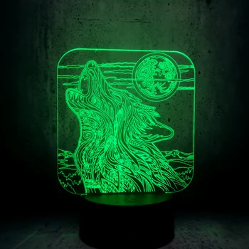 Dzīvnieku Gaudot Vilka totēms 3D Lampas LED USB Galda Nakts Gaisma Multicolor Lava RGB Apgaismojums Luminaria Ziemassvētku Slēdzis Touch Tālvadības