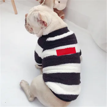 Luksusa svītru Pet 2019 samll franču buldogs siltā suņu apģērbi ziemas ansamblis laine pidžamu Suņiem Vecākiem-Bērnu abrigos para perro
