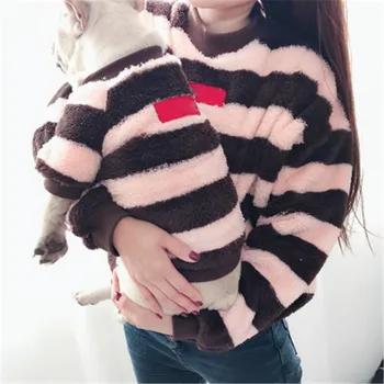 Luksusa svītru Pet 2019 samll franču buldogs siltā suņu apģērbi ziemas ansamblis laine pidžamu Suņiem Vecākiem-Bērnu abrigos para perro