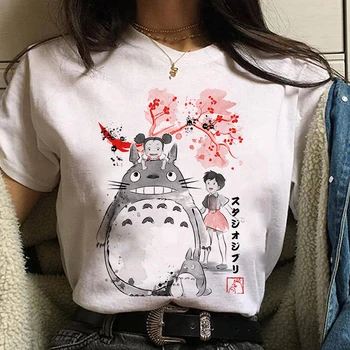 Studio Ghibli Dedzīgs Prom Hayao Miyazaki Kawaii Print T-krekls Sievietēm Harajuku Estētisko Tshirt Balts Tops Anime Sieviešu T Krekls