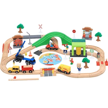 Auto mazgāšana istabā, koka dziesmu train set koka dzelzceļa automašīnu izglītības rotaļlietas saderīgu zīmols koka vilcienu sliežu rotaļlietas bērniem dāvanas