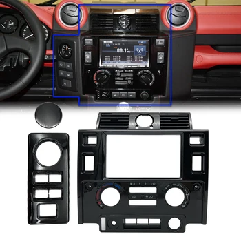 Auto stils Stereo Dubultu 2 Din Dash Komplekts paneļa centrā konsoles Land Rover Defender spīdīgi melni matēta melna OGLEKĻA IZSKATĀS