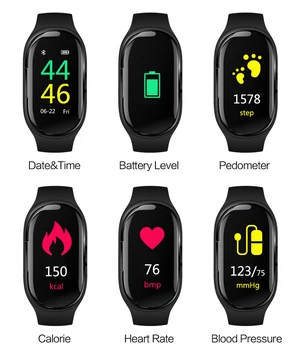 3 Krāsas, M1 AI TWS Bluetooth 5.0 Austiņas Smart Skatīties Sporta Atbalsta Zvanu Mūzikas sirdsdarbība TPU Smartwatch Smart Piederumi