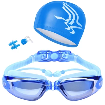 Regulējams Peldēšanas Brilles Pieaugušo Ūdensizturīgs Niršanas Anti-miglas Peldēšanas Brilles, Briļļu Komplekts ar ausu aizbāžņi Nose Clip Peldēšanas Klp