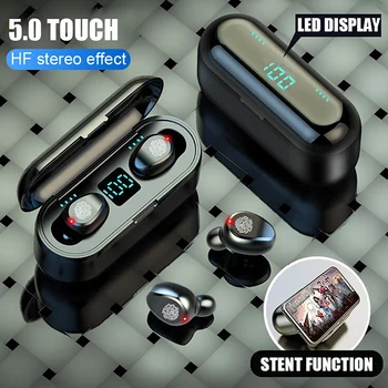 F9 TWS Bluetooth Austiņu 5.0 Touch Kontroli Bezvadu Austiņas, LED Displejs, Austiņas Spēļu Auriculares Atbalsta Dropshipping Vip