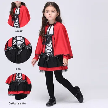Klasisks Bērnu Lil' Red Riding Hood Lomu Spēlēt Halloween Kostīmu Modes Puse Kleita Vecums 3-7 Gadiem