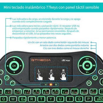 GTMEDIA i8S Ar Aizmugurgaismojumu 2.4 G Bezvadu Tastatūru, Gaisa Peli, spāņu, portugāļu Touchpad Rokas Android TV BOX G5 MI X88 H96
