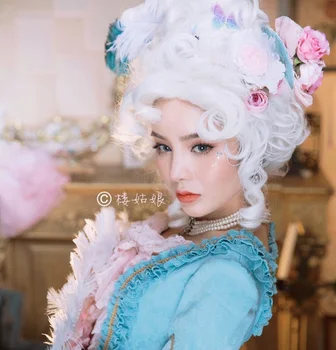 Marie Antoinette Princese Vidēja Cirtaini Mati Cosplay Parūkas + Parūka Klp (Bez Headwears)