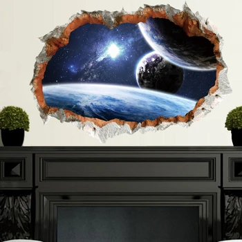 Outer space Star Galaxy DIY Sienas Uzlīmes 3D Spilgts broken Sienas Uzlīmes Plakātu bērnudārza Sienas Dzīvojamā Istabā, Guļamistabā, Mājas Dekoru uzlīme