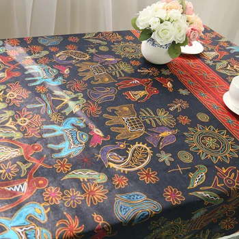 Bohemian Linu galdautu taisnstūra ramadāna apdare mežģīņu Galdauts uz galda mandala virtuves piederumi, galda audums