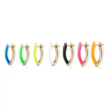 7 krāsās, Ovālas Neona emaljas stīpas auskari vasaras karstā pārdošanas vienkāršu multi pīrsings mini mazs huggie stīpām