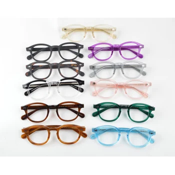 Optiskās Brilles Rāmis Johnny Depp Brilles Vīrieši Sievietes Vintage krāsu Acetāts Brilles Rāmis Pārredzamu lēcu augstākās Kvalitātes 006-3
