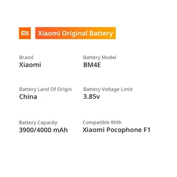 Xiaomi Sākotnējā Pocophone F1 Tālruņa akumulatora Modeli BM4E Akumulatora Kapacitāte 4000mAh Akumulators Sprieguma Limitu 3.85 V Pocophone F1