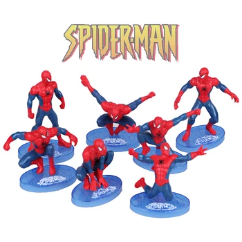 7pcs/set Zirnekļa Cilvēks Avengers Super Varonis Attēls Zirnekļcilvēka Ainavu Lelle PVC Darbības Rādītāji Kolekcionējamus Modelis Rotaļlietas Bērniem Dāvanas