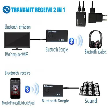 2 in 1-Bezvadu Bluetooth Raidītāju A2DP Uztvērējs, Stereo Audio Mūziku, Adapteri, Bluetooth Mūzikas Adapteri USB Strāvas Kabeli #F30NT05