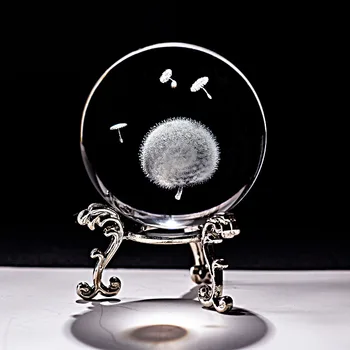 Kristāla 3D Bumba Lāzera Iegravēts Pieneņu Miniatūras Stikla Globuss Sfērā Mājas Dekoratīvs Ornaments Amatniecības Dāvanas Figuras De Cristal
