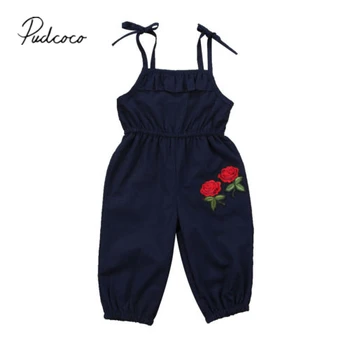Citgeett Bērniem, Baby Meitenes Ziedu Romper Black Ziedu Jumpsuit Playsuit Apģērbs, Apģērbu Sunsuit Modes 1-6Y