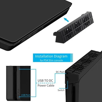 5V 0.6 PS4 Slim USB Dzesētājs Dzesēšanas Ventilators ar Ārējo 5-Ventilators Super Turbo Temperatūras Kontroles SONY Playstation 4 PS4 Slim