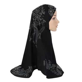 Viens Gabals Amira Sieviešu Rhinestone Hijab Musulmaņu Lakatu Wrap Islāma Šalle Segtu Arābu Galvas Wrap Ninja Niquabs Turban Cepures