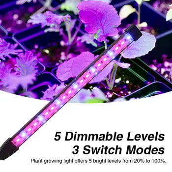 USB Powered LED Augt Gaismas 5 Līmeņos Regulējamas 3 Krāsas Telšu Sloksnes, telpaugi Bārs Lampa Ar Taimeri Puķu Stādus Alumīnija